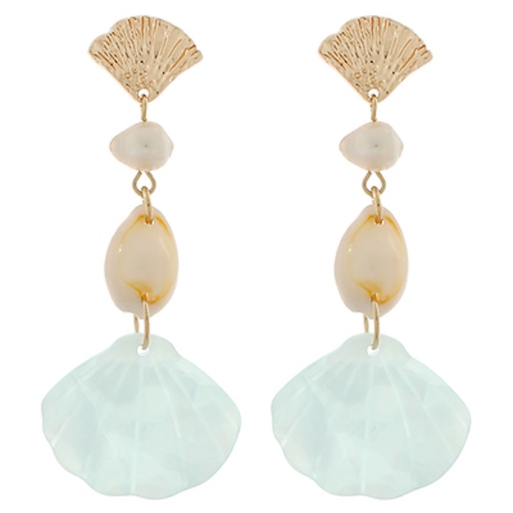 Pearl & Shell Linear Earrings - Picture 1 of 1